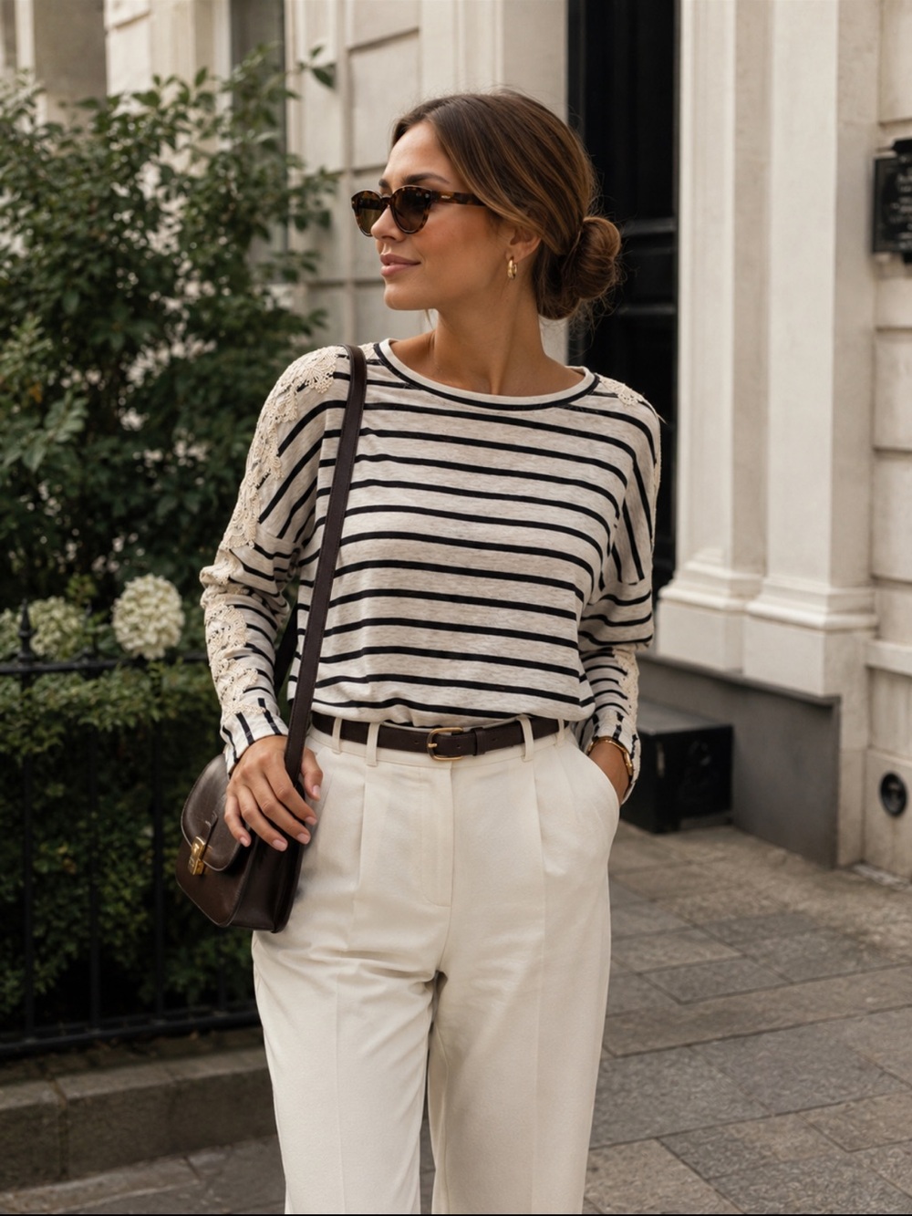 Anthropologie Laundry by Shelli Segal White Black Striped Linen Top Small